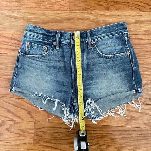 Levi's 501 Womens Selvedge Denim Micro Jean Shorts 26 Blue Cut-Off Button Fly - Picture 10 of 11